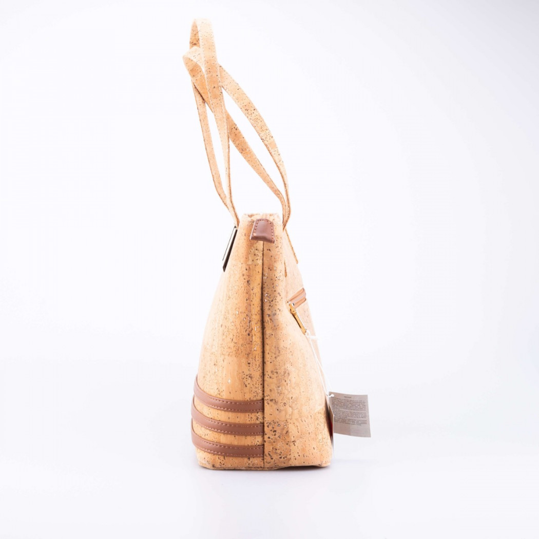 Cork Shoulder Bag with Three Stripes